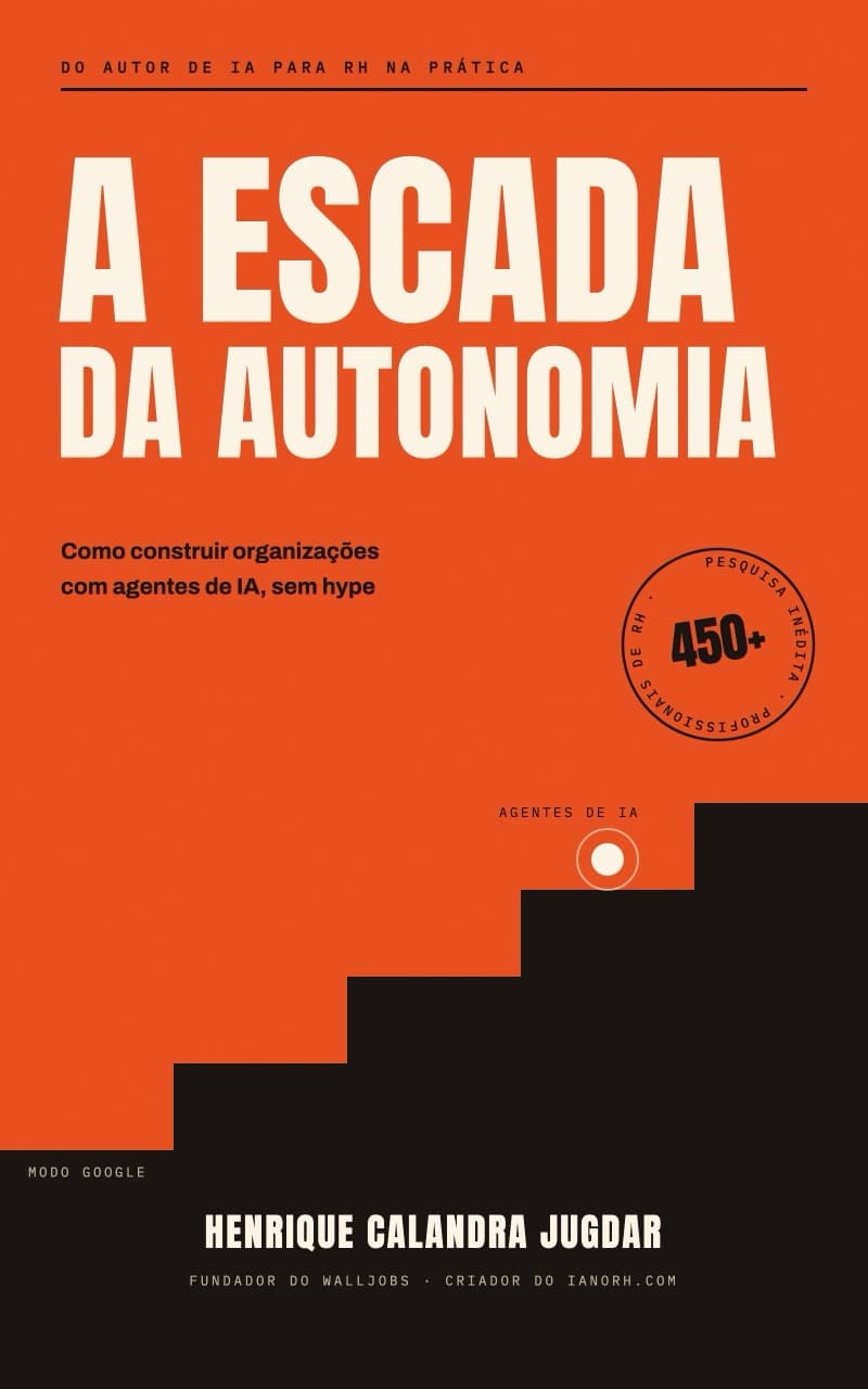 Capa do livro A Escada da Autonomia: fundo laranja, título em tipografia gigante e escada preta subindo, de Henrique Calandra Jugdar